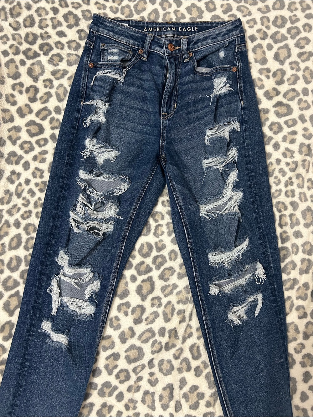 American Eagle Outfitters Women's Size 4 Blue Ripped Jeans